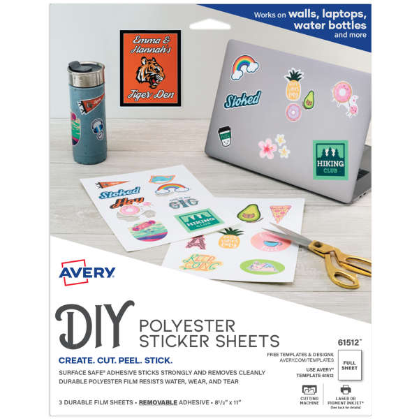 Avery DIY Polyester Sticker Paper, Removable